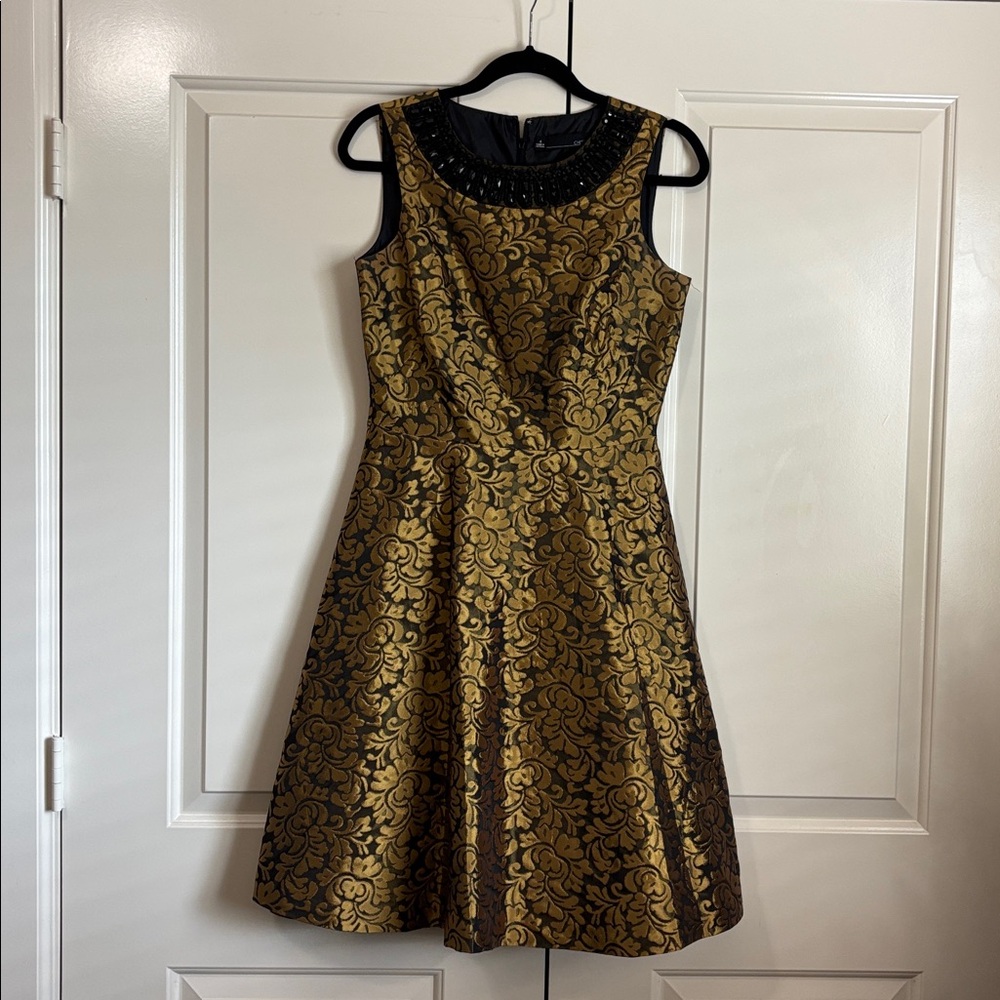 Chetta B Black and Gold Embellished Dress